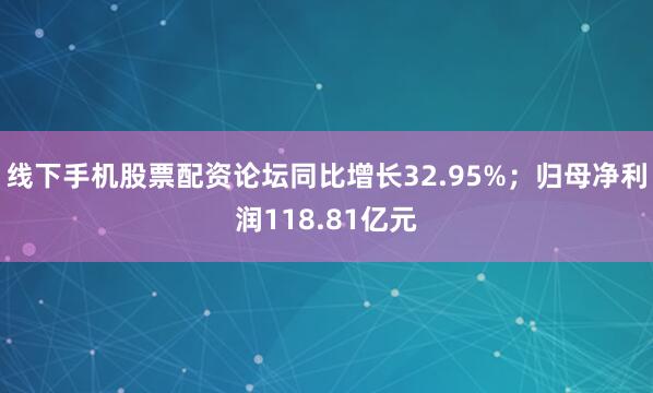 线下手机股票配资论坛同比增长32.95%;归母净利润118.81亿元